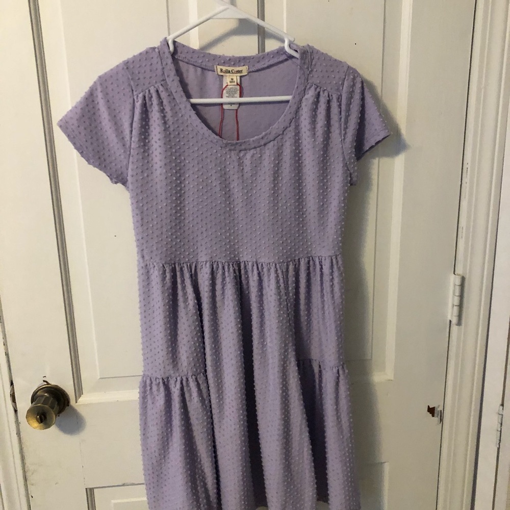 Lavender Polka Dot Textured Dress